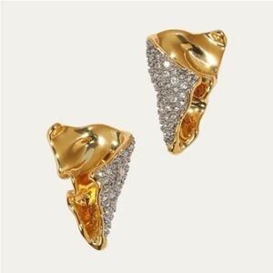 Alexis Bittar Solanales Gold Crystal Folded Crumpled Post Earring